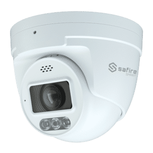 Safire Smart - Cámara Turret IP gama I1 con Disuasión activa - Resolución 4 Megapíxel (2566x1440) - Lente 2.8-12 mm | MIC & Speaker | Duallight 40m - AI: Clasificación de humano y vehículo - Impermeabilidad IP67 | PoE (IEEE802.3af)
