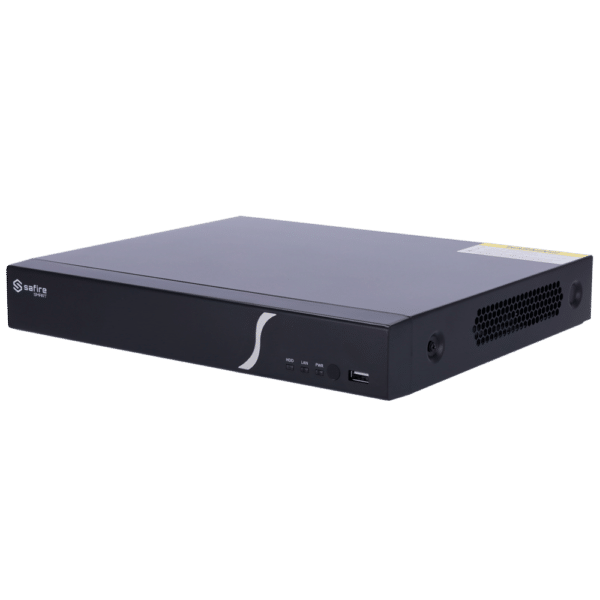 Safire Smart - Grabador NVR para cámaras IP gama B2 - 4CH vídeo / Compresión H.265+ - Resolución hasta 8Mpx / Ancho de banda 80Mbps - Salida HDMI 4K y VGA / 1HDD - Detección facial / Búsquedas inteligentes