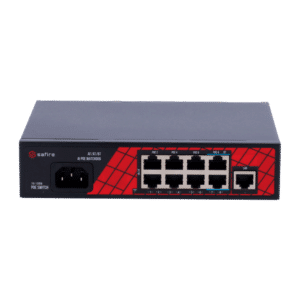 Safire Switch Hi-PoE - 8 puertos PoE + 1 Uplink RJ45 - Velocidad de puertos 10/100Mbps - 6 Puertos PoE+ 30W + 2 Puertos Hi-PoE 60W - Potencia PoE total de 120W - PoE Watchdog / Auto PoE Extendido Hasta 250m