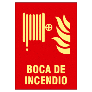 Cartel de señalización - Equipos de protección contra incendios - Boca de incendio - Colores fotoluminiscentes - Categoría B - Distancia de Visualización <10m