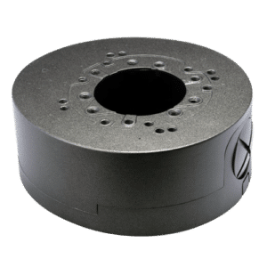 Caja de conexiones - Para cámaras domo - Apto para uso en exterior - Instalación en techo o pared - Pasador de cables - Color negro