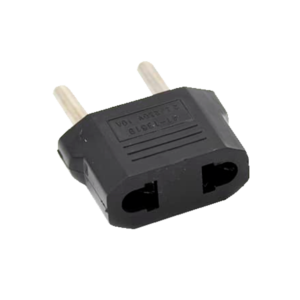 Adaptador  - Enchufe Tipo A (USA) a Enchufe Tipo F (EU)  - Voltaje 250V AC - Corriente Máxima de Salida 10 A - Color negro