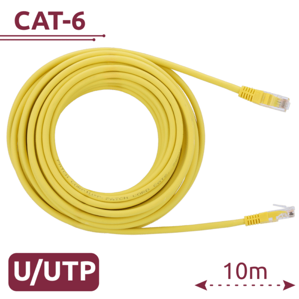 Cable UTP - Ethernet - Conectores RJ45 - Categoría 6 - 10 m - Color amarillo