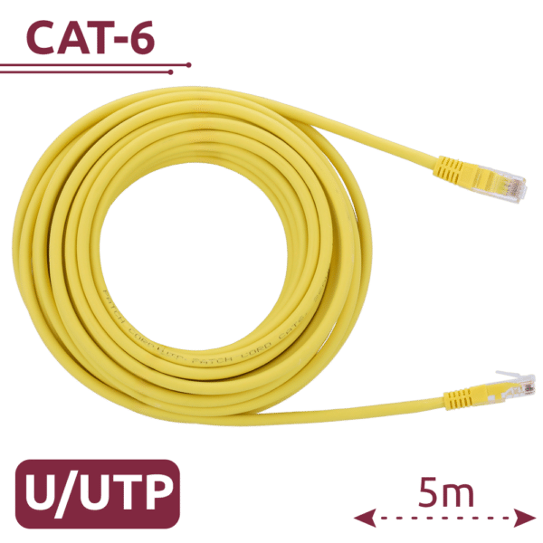Cable UTP - Ethernet - Conectores RJ45 - Categoría 6 - 5 m - Color amarillo