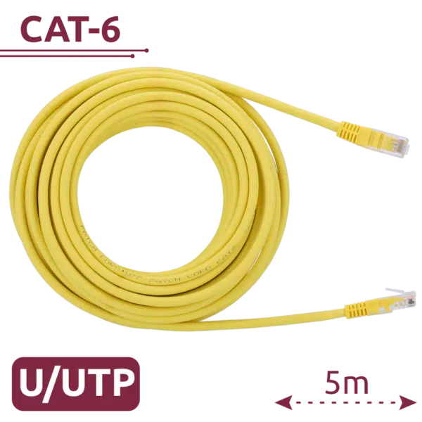 Cable UTP - Ethernet - Conectores RJ45 - Categoría 6 - 5 m - Color amarillo