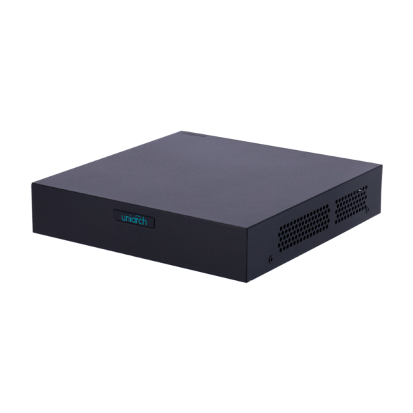 Grabador NVR Uniarch - 4 CH vídeo /  4 CH PoE - Ancho de banda 64Mbps - HDMI Full HD y VGA - Resolución máxima 6Mpx - Admite 1 disco duro max.6 Tb