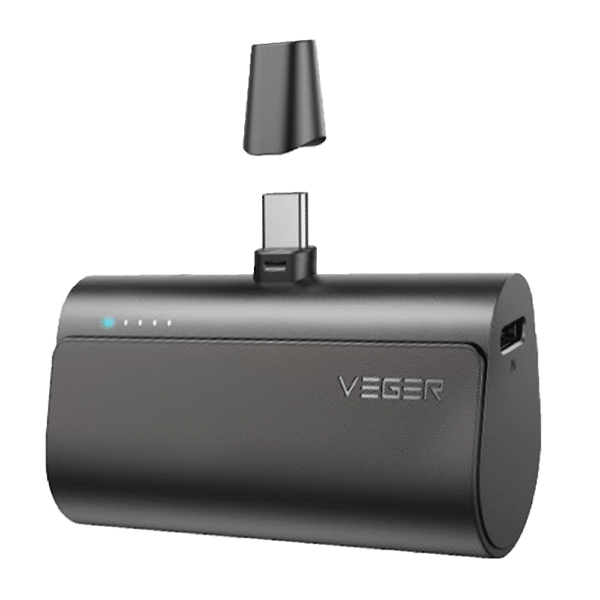 VEGER Mini Power bank con LEDs  carga - Capacidad 5000mAh - Entrada USB-C