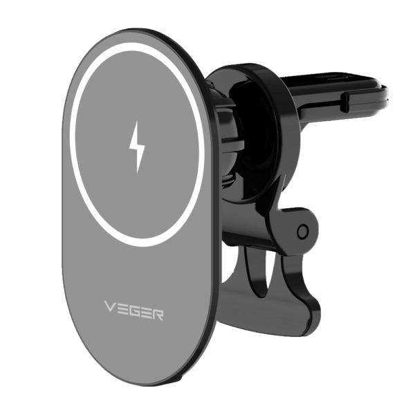 Cargador inalámbrico VEGER - Potencia 15W - Entrada USB-C - Carga rápida - Salida inalámbrica - Para coches | Color negro