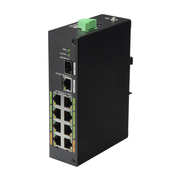 Switch ePoE X-Security - 8 puertos PoE + 1 Uplink RJ45 + 1 SFP - Velocidad 10/100 Mbps - Potencia 60 W por puerto - Potencia máxima total 120 W - Norma IEEE802.3at (PoE) / af (PoE+)