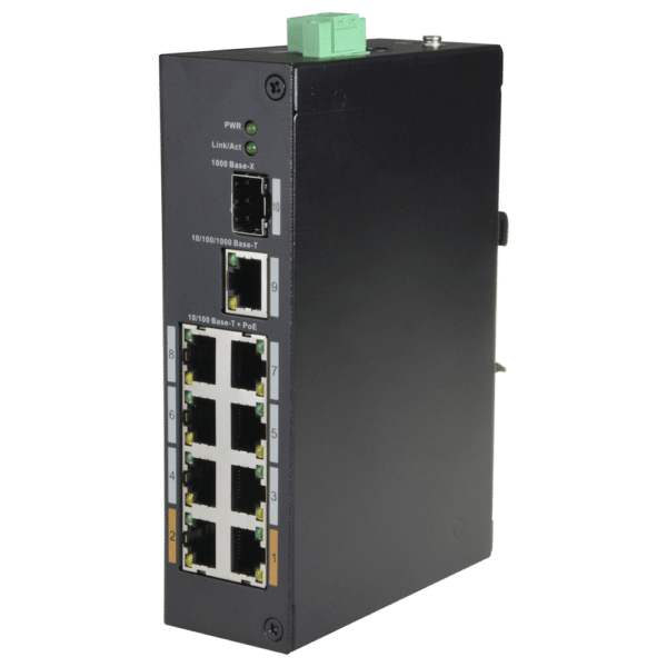 Switch PoE X-Security - 8 puertos PoE + 1 Uplink RJ45 - Velocidad 10/100 Mbps - Potencia 30 W por puerto - Potencia máxima total 96 W - Norma IEEE802.3at (PoE) / af (PoE+)