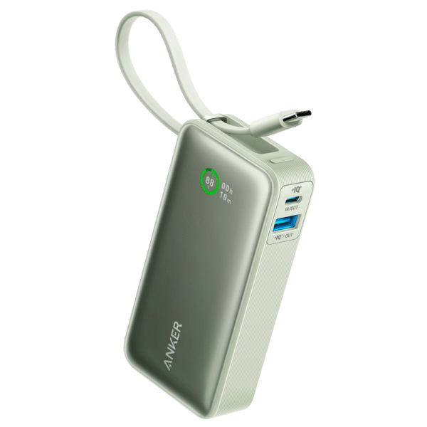 Anker Power Bank con pantalla LCD - Capacidad 10000mAh  - Entrada 1x USB-C y cable USB-C - Salidas USB-A