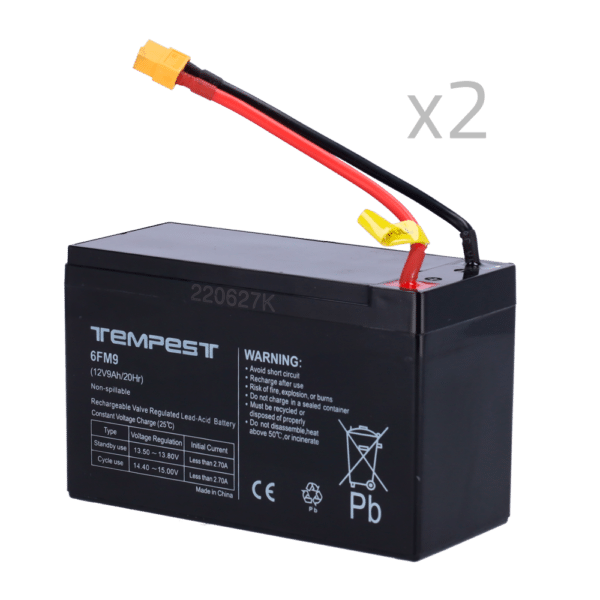 Batería para TEMPEST-BAT300 URFOG - 12V / 9Ah - Conectores especiales - Recambio sencillo - Incluye 2 baterías