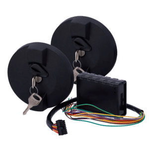 Kit tapón de seguridad para camiones - Detecta y notifica el intento de robo de combustible  - Sistema para integrar con Ajax - Integración con AJ-DOORPROTECT y AJ-TRANSMITTER - Incluye dos tapones (Ø 8 cm)  - y módulo de comunicación