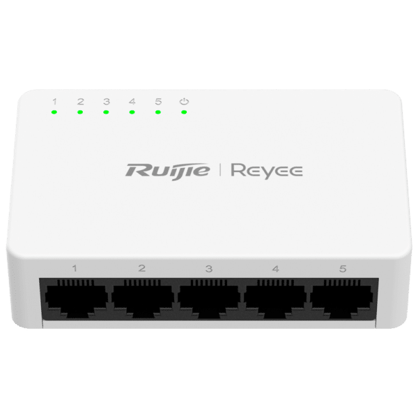 Reyee Switch Sobremesa - Carcasa Plástico - 5 puertos RJ45 - Velocidad 10/100 Mbps - Plug and Play - Tecnología ahorro de energía