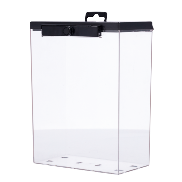 Protección electrónica antihurto EAS - AM 58 kHz | Desbloqueo magnético - Caja transparente de policarbonato - Medidas int.: 205 (An) x 155 (Al) x 85 (Fo) mm - Medidas ext.: 210 (An) x 160 (Al) x 95 (Fo) mm - Compatible con antenas AM
