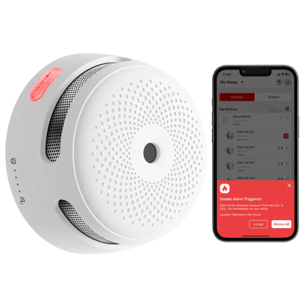 Mini detector de humo autónomo X-Sense - Conexión con HUB SBS50 para comunicación por APP - Permite conectar 50 detectores en la misma red - Duración de la batería 5 años (reemplazable) - Alarma sonora 85 dB a 3m - Certificado EN 14604