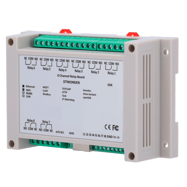 Módulo de adquisición y control de datos - 8 entradas digitales / 8 salidas de relé (NA/NC) - Protocolos: Modbus/TCP