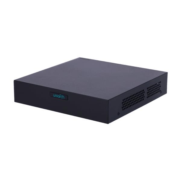 Grabador NVR para cámaras IP - Uniarch - 8 CH vídeo / Compresión Ultra 265 / PoE - HDMI 4K y VGA simultáneos - Resolución máxima 6 Mpx - Admite 1 disco duro de hasta 6 TB