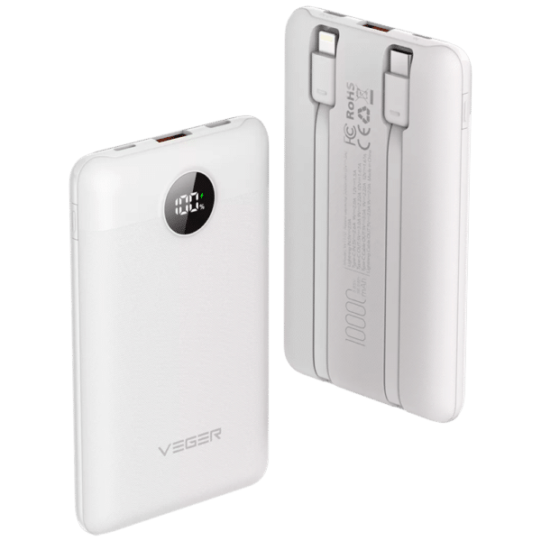 VEGER Power bank con pantalla LCD - Capacidad 10000mAh - Entradas Lightning