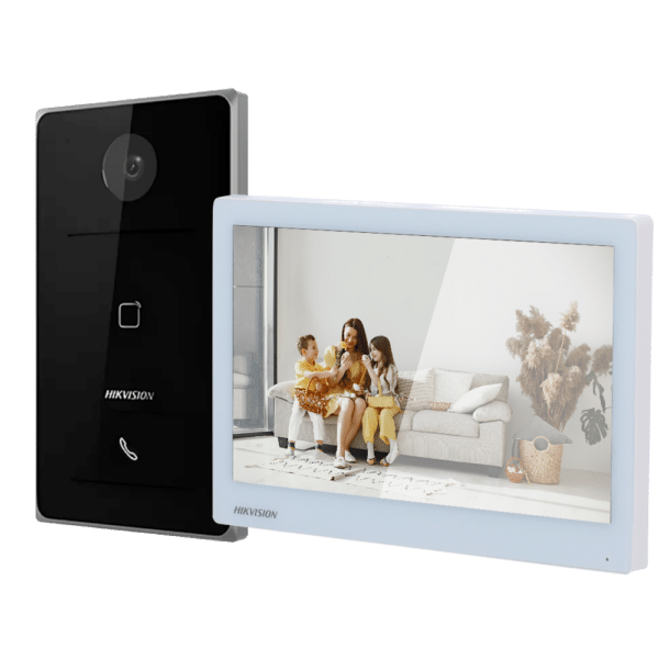Kit de videoportero - Tecnología IP & WiFi - Placa y monitor | Permite 16 monitores más - Lector MF | PoE - App móvil con P2P | Relés internos en monitor - Montaje sobre superficie | IP65
