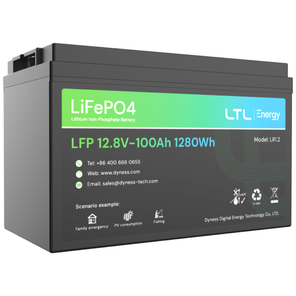 Batería estacionaria - Capacidad 1280Wh - LiFePO4 12V / 100Ah - 3000 ciclos de vida - Hasta 16 unidades en paralelo - IP 65