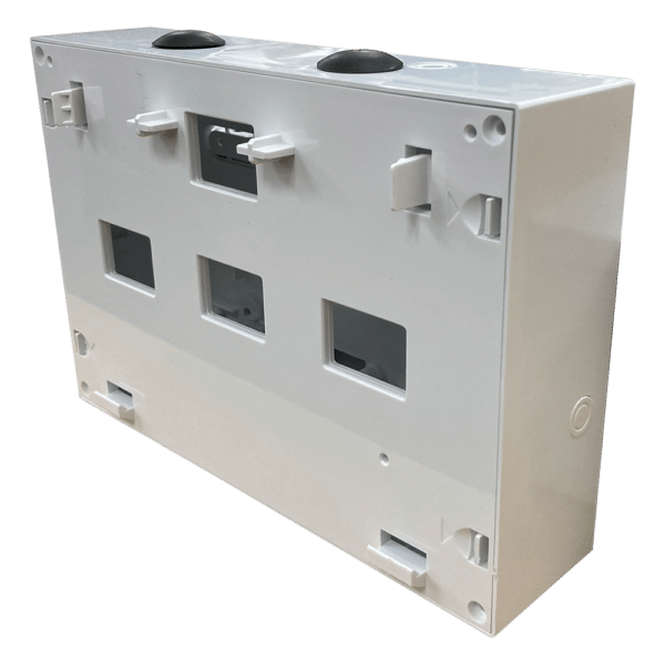 Caja posterior de módulos - 2 x conexiones de prensaestopas - Diseño estético. - Conexiones ciegas de 4 x 20 mm