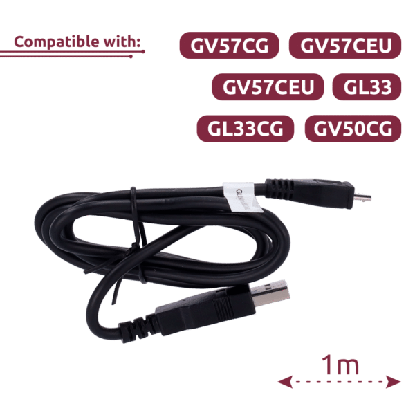 Cable micro USB 100CM - Para configuración y actualización de firmware - Compatible con GV57CG/GV57CEU/GL33/GL33CG/GV50CG