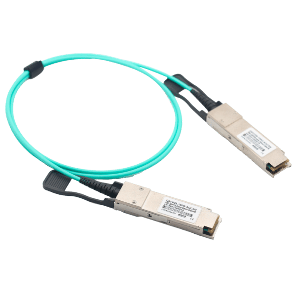 Cable de conexión directa QSFP28 - Velocidad 100Gbps - Modulos QSFP28 en ambos extremos - Ideal para Stacking entre Switches - 5 Metros de Longitud - Cable Óptico