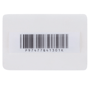 Protección electrónica antihurto EAS - AM 58 kHz | 3 resonadores y código de barras - Etiqueta blanda curva con pegatina - Dimensiones: 60 (An) x 40 (Al) mm - Compatible con antenas AM - Caja de 500 unidades