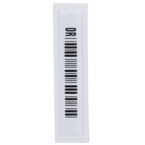 Protección electrónica antihurto EAS - AM 58 kHz | 3 resonadores y código de barras - Etiqueta blanda con pegatina - Dimensiones: 45 (An) x 11 (Al) mm - Compatible con antenas AM - Caja de 5.000 unidades