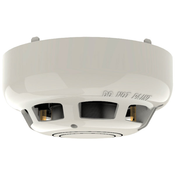 Multisensor direccionable con detección de CO - LED gemelos permiten una visualización de 360° - Mecanismo de bloqueo (sensor a base) - Sensibilidad variable - Incorpora elementos ópticos y térmicos.