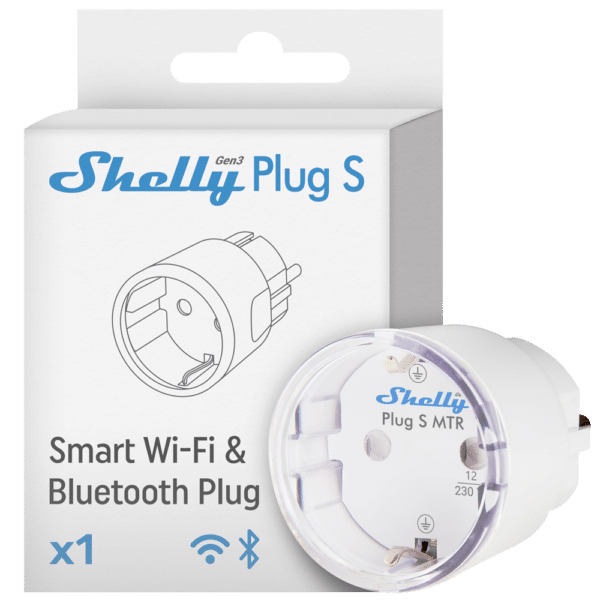 Shelly Plug S MTR Gen3 (White) - WiFi 2.4 GHz IEEE802.11 b/g/n / Bluetooth - Medidor de consumo - Soporta 220 - 230 V - Apto para domótica de viviendas  - Compatible con Alexa
