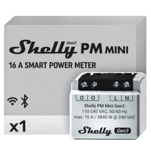 Shelly PM Mini Gen3 - WiFi 2.4 GHz IEEE802.11 b/g/n / Bluetooth -  Interruptor inteligente  - Soporta 110 - 240 VCA / 24 - 30 VCC - Contacto NA