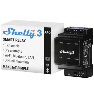 Shelly Pro 3 - WiFi 2.4 GHz IEEE802.11 b/g/n / Bluetooth -  Interruptor inteligente carril DIN - Soporta 110-240 V - Apto para domótica de viviendas  - Compatible con Alexa y Google