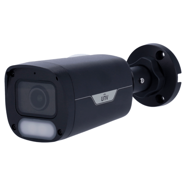 Cámara Bullet IP Uniview - Gama Easy - 8 MP | Lente 2.8 mm | microSD 512 GB - Luz blanca 30 m | WDR 120 dB  - Color Hunter con tecnología WISE-ISP - PoE | UMD | SIP Lite | IP67 - Botón de reset | Micrófono incorporado - Negro