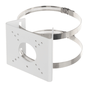 Soporte para mástiles - Para cámaras bullet - Apto para uso exterior - Rango diámetro 55~127 mm - Color blanco - Pasador de cables