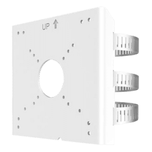 Soporte para mástiles - Para cámaras bullet - Apto para uso exterior - Rango diámetro 67~127 mm - Color blanco - Pasador de cables