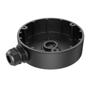 Caja de conexiones - Para cámaras domo - Apto para uso exterior - Instalación en techo o pared - Pasador de cables - Color negro