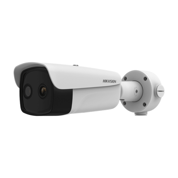 Cámara térmica Dual IP Hikvision Gama PRO - Sensor térmico 384x288 VOx | Lente 25 mm - Sensor óptico 1/2.7” 4 Mpx | Lente 12 mm - Sensibilidad térmica ≤ 35 mK - Rango medición temp -20~150ºC / ± 8ºC - IP67 | IK10 | Anti-corrosión | Alcance IR 100 m