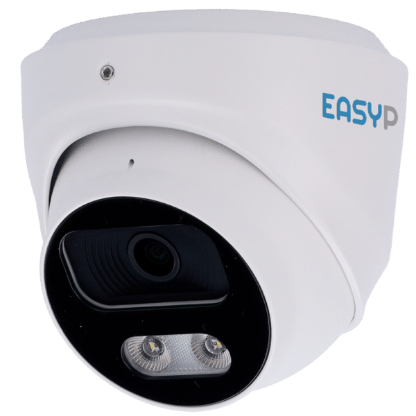Cámara Turret IP AI EASY-P - 8MP | Lente 2.8 mm - IR 40 m | Luz blanca 30 m | Mic - Compatibilidad total con Uniview y Hikvision - Soporta UMD y Motion Detect 2.0 - IP67 | PoE | P2P | Metal