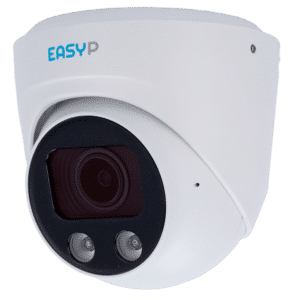 Cámara Turret IP AI EASY-P - 8MP | Lente Motorizada 2.7~13.5 mm - IR 40 m | Luz blanca 30 m | Mic - Instalación Plug & Play - Soporta UMD y Motion Detect 2.0 - IP67 | PoE | P2P | Metal
