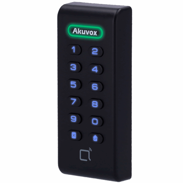 Lector de acceso - Acceso por tarjeta EM/MF y PIN - Indicador LED y acústico - Wiegand 26/34 - Compatible con equipos Akuvox y de terceros - Apto para exterior IP65 | Plástico