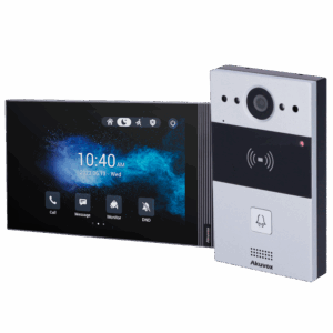 Kit de videoportero Android - IP | Placa y monitor - Audio bidireccional Crystal Clear - Lector EM/MF y NFC | PoE estándar - 2 salidas de relé | Mantenimiento Cloud - Conexión de monitor y placas a través de Cloud