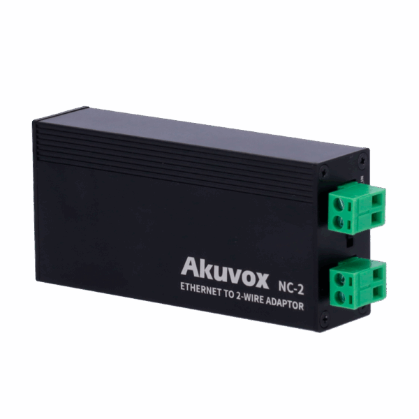 Conversor IP a 2 hilos - 1 grupo de 2 hilos - 1 grupo TCP/IP con RJ45 | Salida PoE - Alimenta dispositivos IP y 2 hilos - Apto para placas y monitores - Alimentación 48 VDC o AK-NS-2
