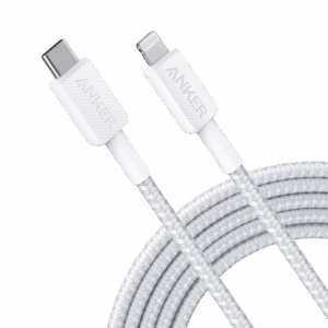 Anker - Cable USB2.0  - USB-C a Lightning - Cable de nylon trenzado - Longitud 3m - Carga rápida | Color blanco