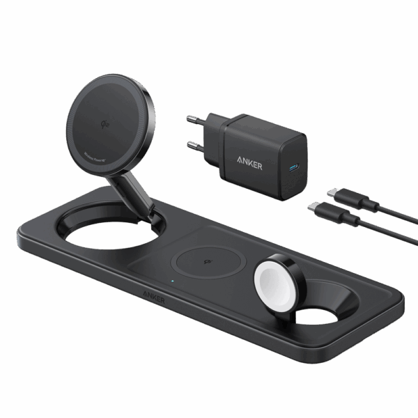Cargador inalámbrico 3 en 1 Anker - Tecnología MagGo - Carga rápida: iPhone