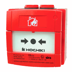 Pulsador convencional de exterior - Elemento reseteable - Indicador de advertencia "dispositivo activado" - Intrínsicamente seguro