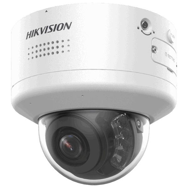 Hikvision cámara Domo IP gama PRO 8 MPx - Lente varifocal 2.8~12 mm | PTRZ motorizado - Sirena y luz disuasoria | Micrófono dual array - PoE+ | Audio | Alarmas | MicroSD - IR alcance 40m | Detección de movimiento 2.0 - AcuSense | Reconocimiento facial | IP67