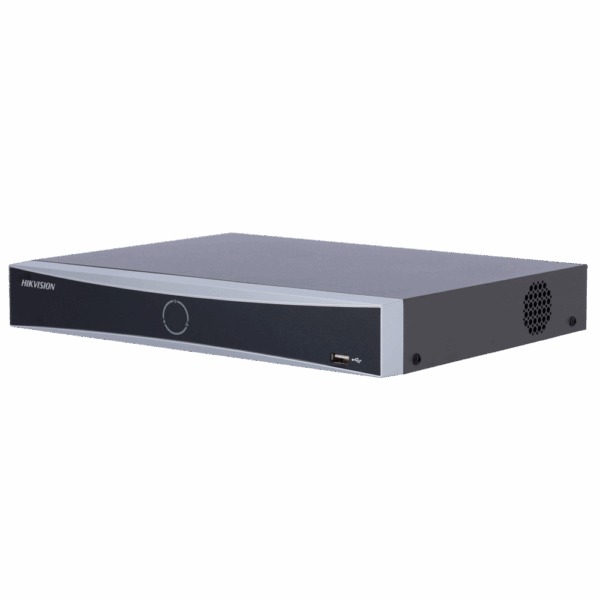 Hikvision Grabador NVR 4 CH IP PoE gama PRO - 4 CH PoE IEEE 802.3af/at 50 W máx - Resolución máxima 12Mpx@2ch - Audio | Admite 1 disco duro - Ancho de banda 40 Mbps | AcuSense - Detección de movimiento 2.0 | Face Recognition