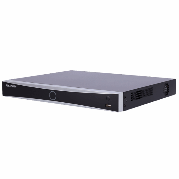 Hikvision grabador NVR 32 CH IP gama PRO - Resolución máxima 12Mpx@2ch - Ancho de banda 256 Mbps - Alarmas | Audio - AcuSense | Admite 2 discos duros - Detección de movimiento 2.0 | Face Recognition